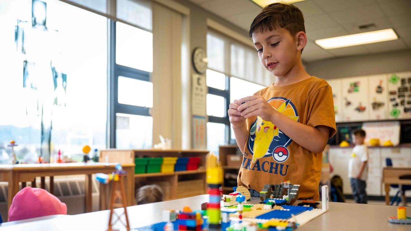 Kasian Taugasolo, 7, plays at the Ketchikan School Age Center at Joint Base Elmendorf-Richardson, Alaska, Aug. 28, 2025. 