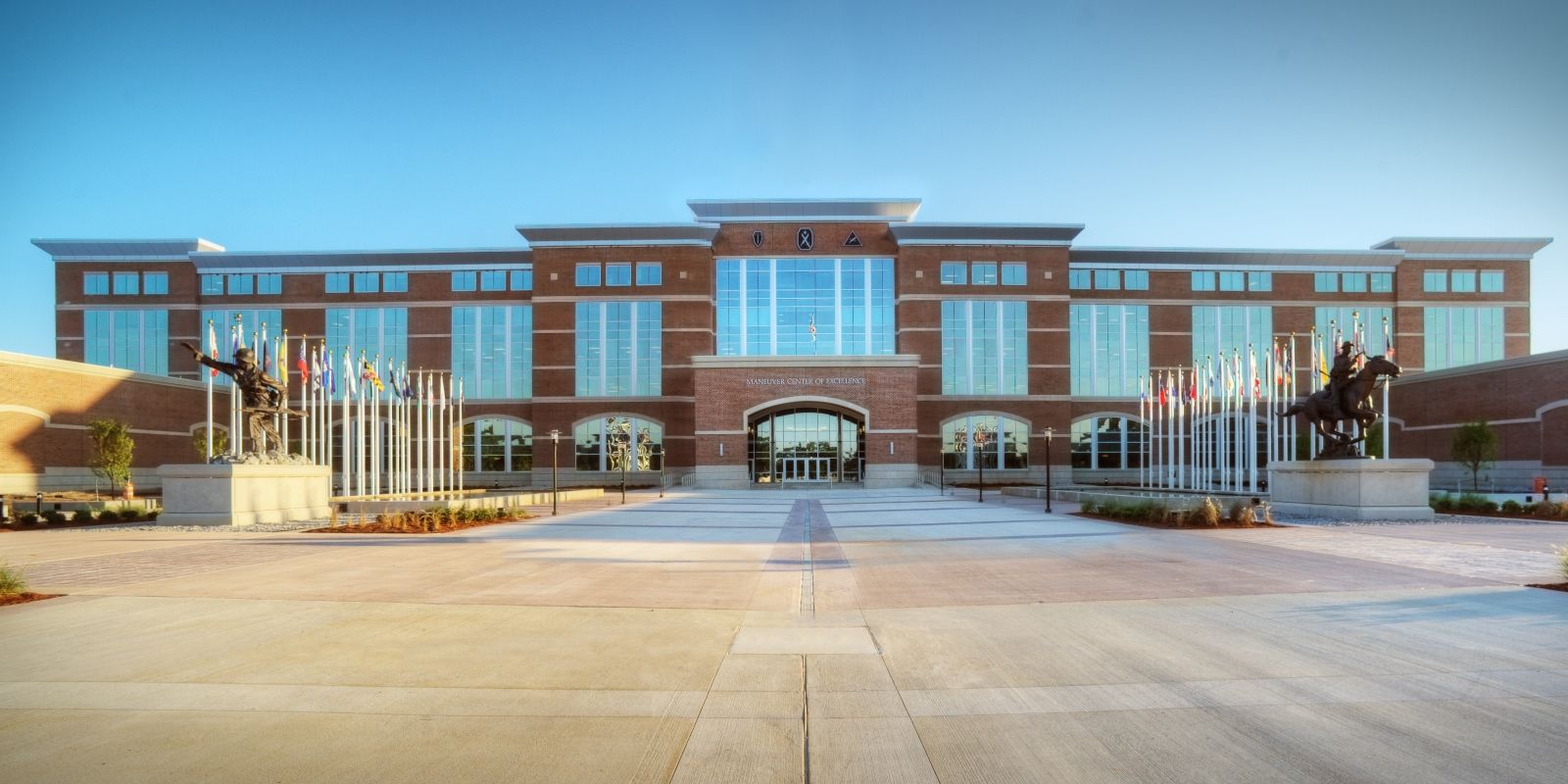 Front door full view of the main building at Fort Benning.
