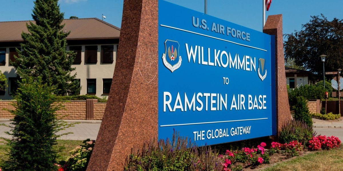 Welcome sign at Ramstein Air Base.
