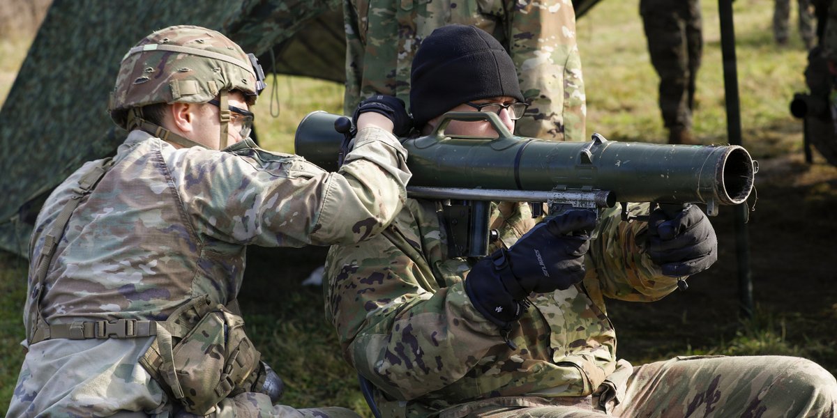 U.S. Army Soldiers assigned to the 2nd Cavalry Regiment, sharpen their skills on the M3 Carl Gustaf recoilless rifle during a train-up for the upcoming Expert Soldier, Infantryman, and Field Medical Badge (E3B) testing at Grafenwöhr Training Area, Germany.
