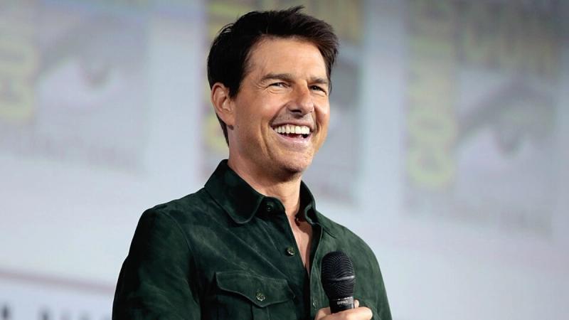 Tom Cruise speaking at the 2019 San Diego Comic Con International, for "Top Gun: Maverick", at the San Diego Convention Center in San Diego, California.