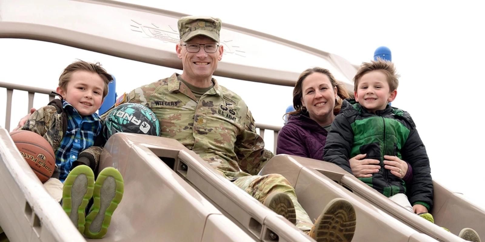 Family on a slide.