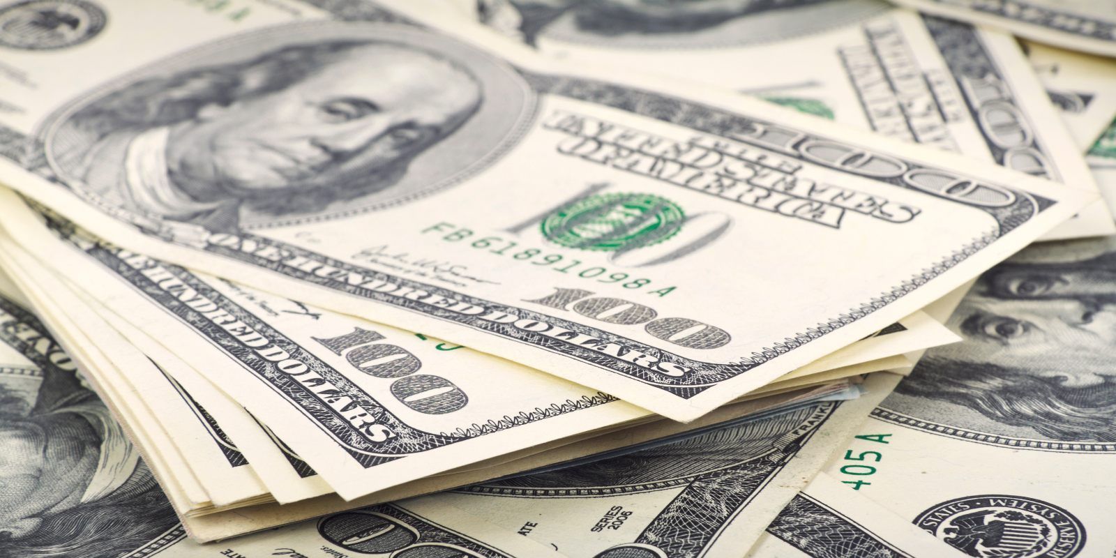 Bills stacked on each other.
