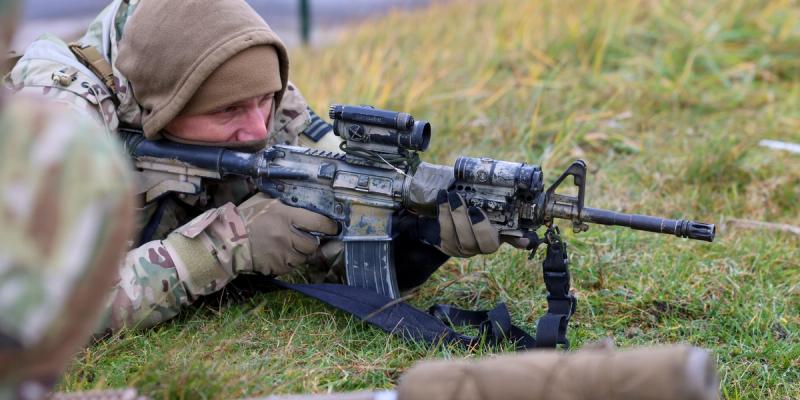 A sniper team engages targets down range during the U.S. Army Europe and Africa (USAREUR-AF) European Best Sniper Team Competition (EBST) in the 7th Army Training Command's Grafenwoehr Training Area, Grafenwoehr, Germany, Nov. 18, 2025.