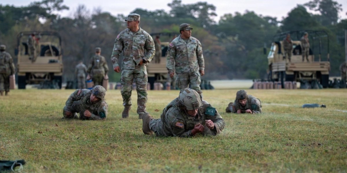 Soldiers perform a test.