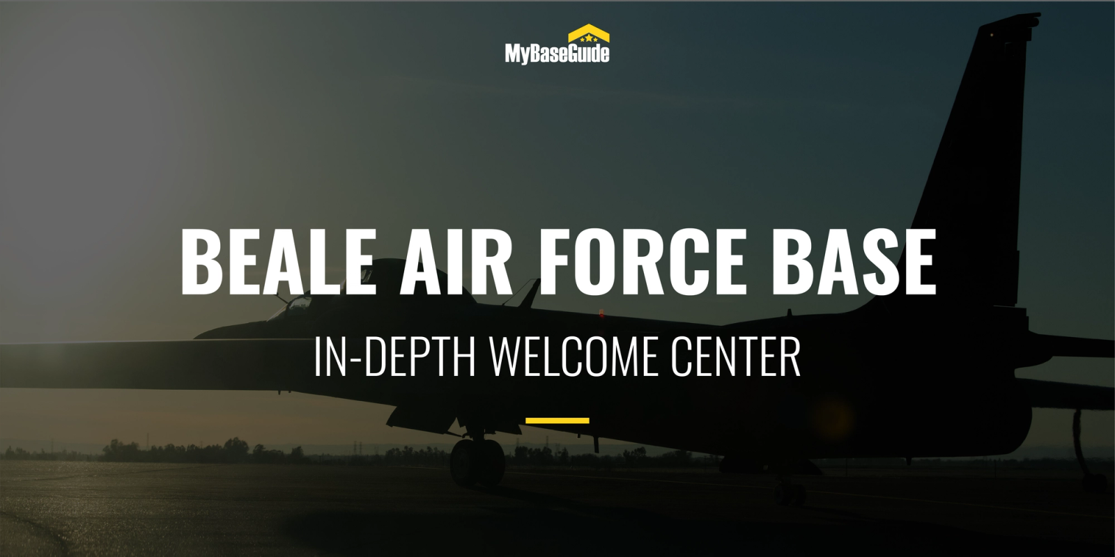 Silhouette of aircraft on runway at Beale Air Force Base during sunset