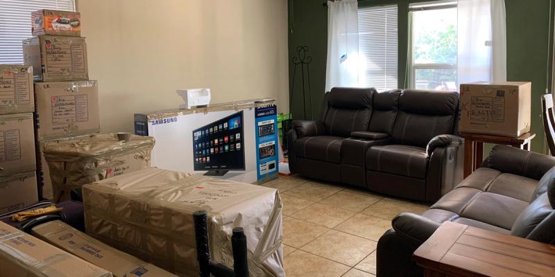 Moving boxes sit in the old home of Capt. Anthony, logistics flight commander for the 432nd SPTS, home in Las Vegas, Nevada, April 28, 2020. 