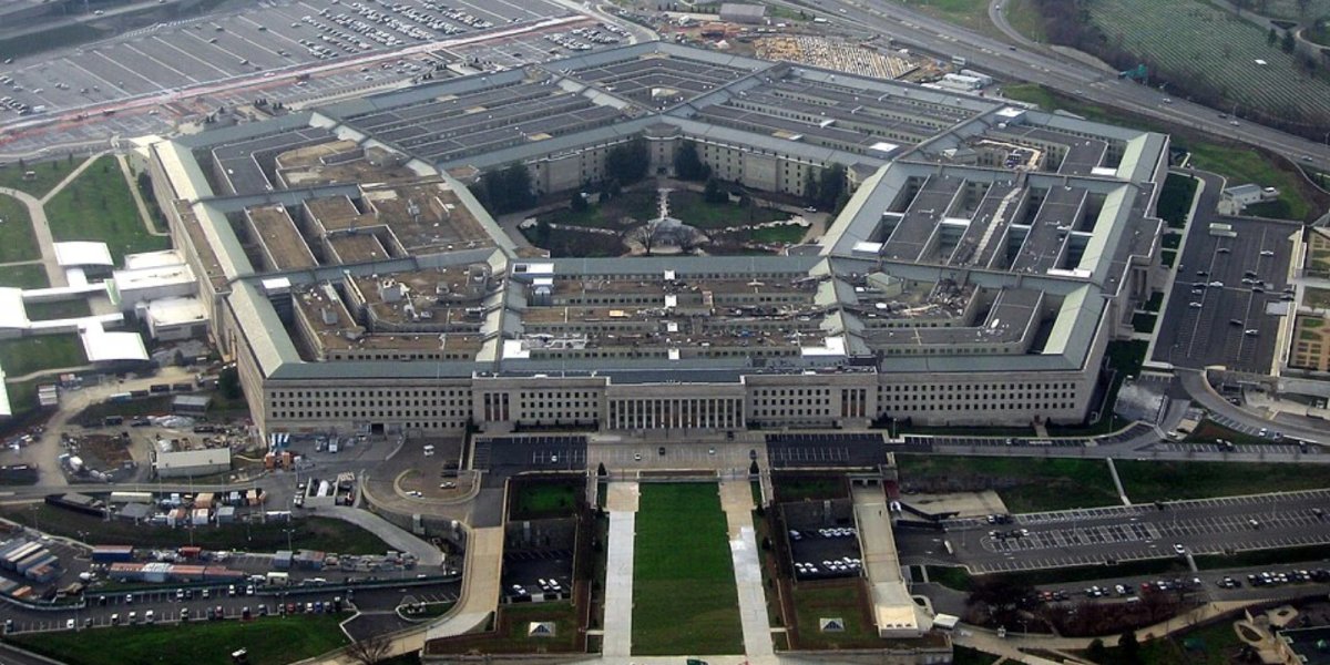 The Pentagon, headquarters of the United States Department of Defense, taken from an airplane.