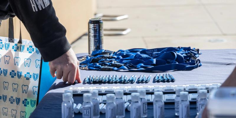 Complimentary gifts are given away during a health and wellness fair at the Civilian Human Resources office at Marine Corps Base Camp Pendleton, California, Nov. 1, 2023. 