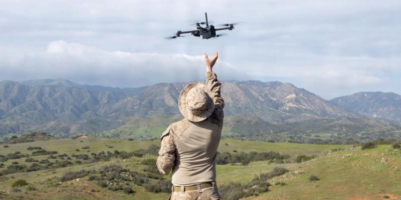 U.S. Marine Corps Sgt. Jason Hamm, a small unmanned aircraft systems operator with 1st Marine Division Schools prepares to catch a Neros Archer first-person view drone after a live-fire exercise as a part of the small attack drone operators course at Marine Corps Base Camp Pendleton, California, Jan. 23, 2026.