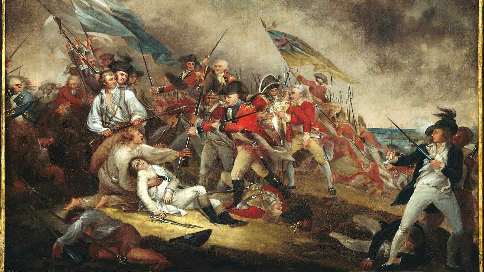 Vintage painting of a death scene at Bunker Hill.