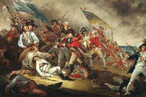 Vintage painting of a death scene at Bunker Hill.