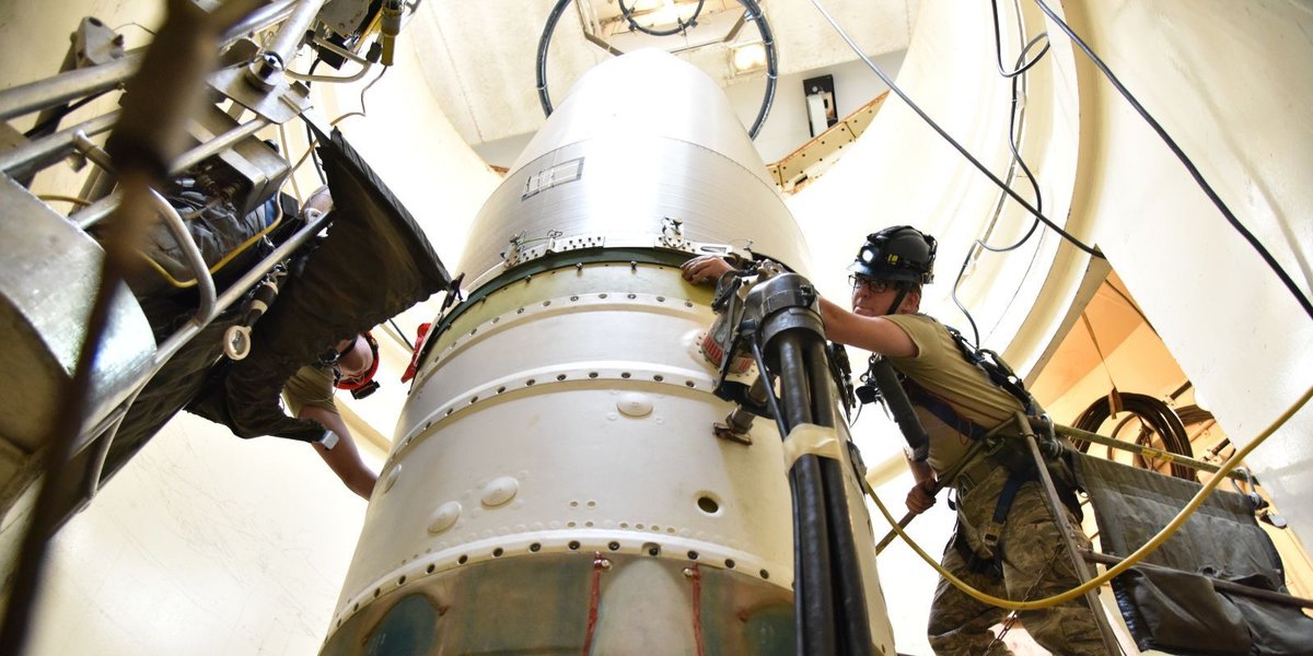 Air Force missileers inspecting silo at Malmstrom AFB.