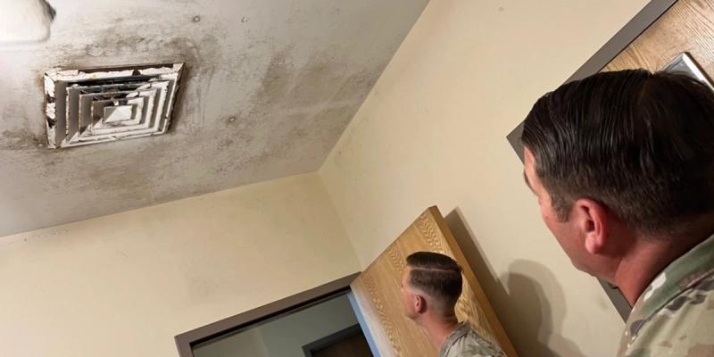 Senior leaders from Fort Stewart and Hunter Army Airfield check barracks facilities for mold and other maintenance concerns, following Soldiers posting imagery of mold in rooms on social media.