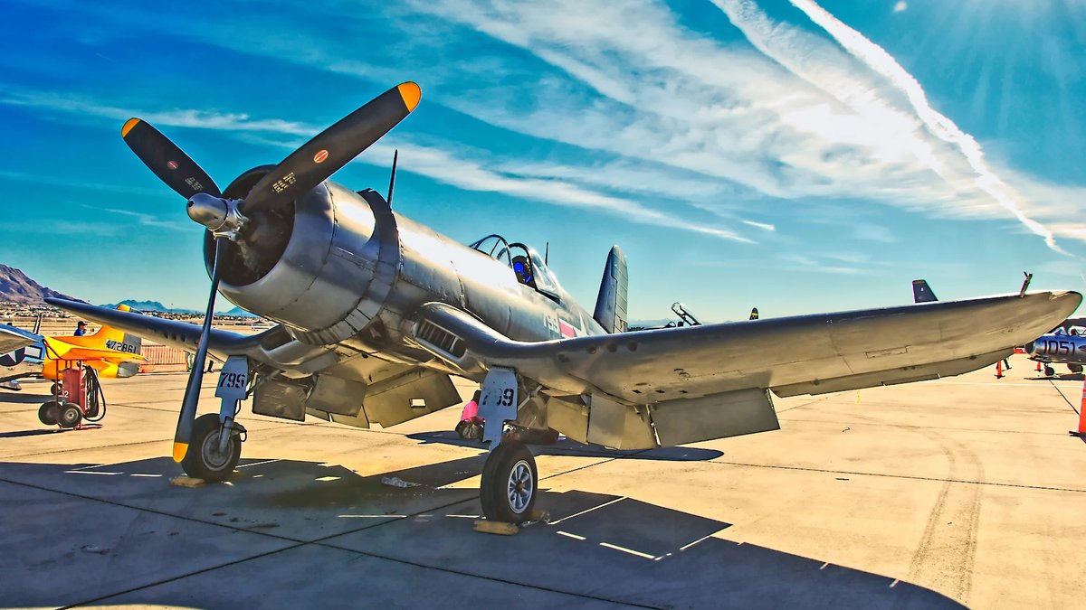 A field of vintage fighter planes.
