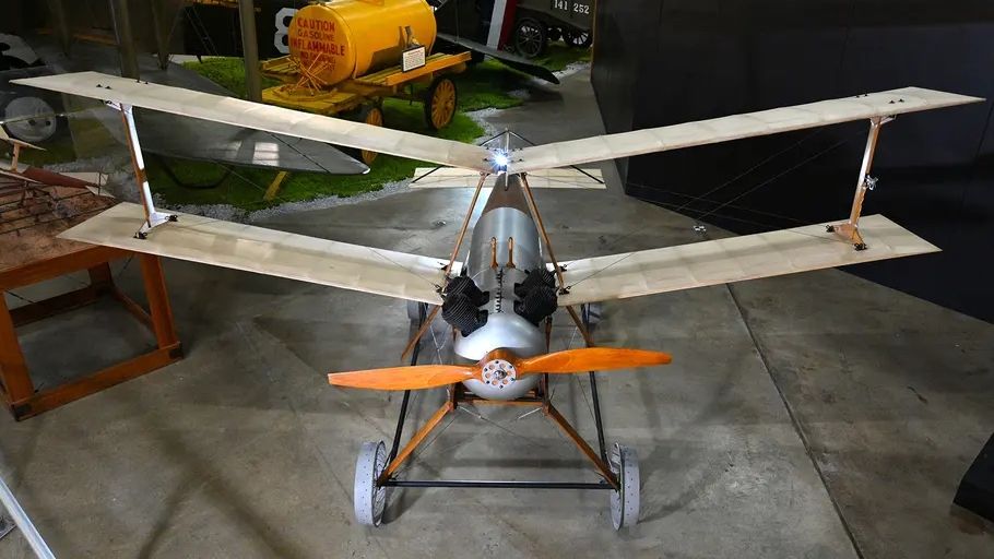 Replica of an early unmanned vehicle in a museum.