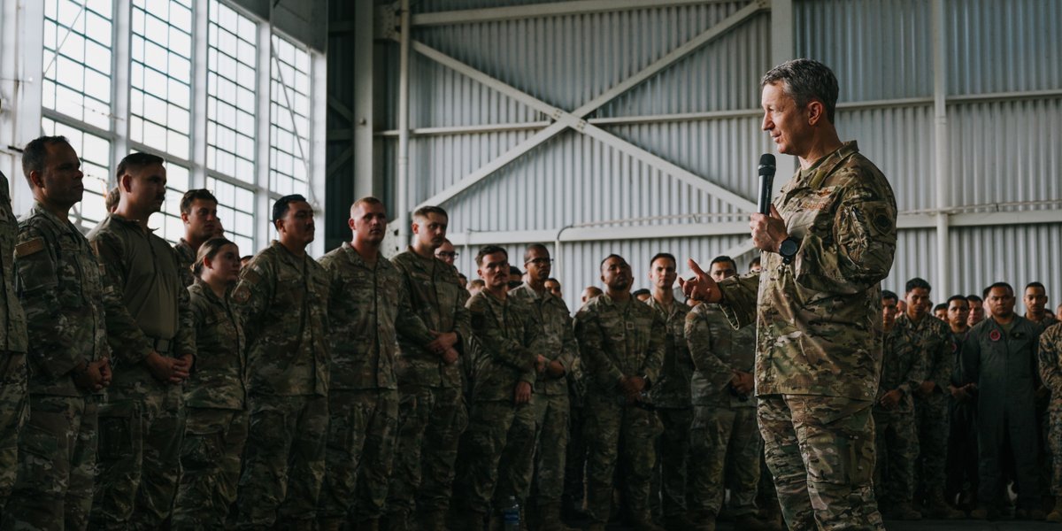 Chairman of the Joint Chiefs of Staff Gen. Dan Caine speaks to troops during an all call in Ceiba, Puerto Rico, Nov. 24, 2025.