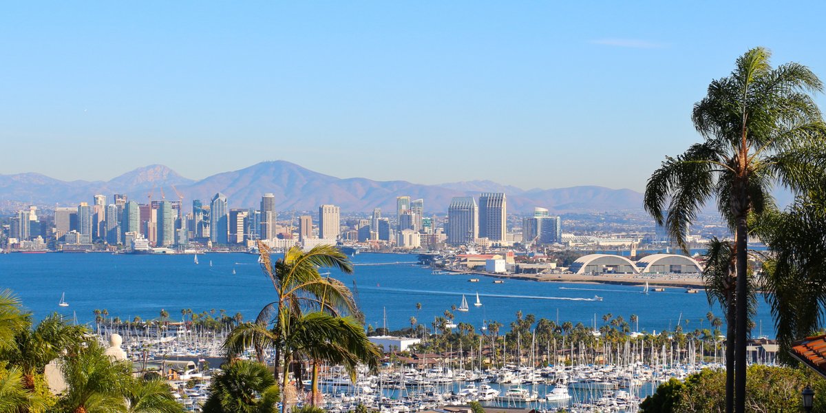 A panorama of the San Diego Harbor skyline, in a city offering many things for military families to enjoy.