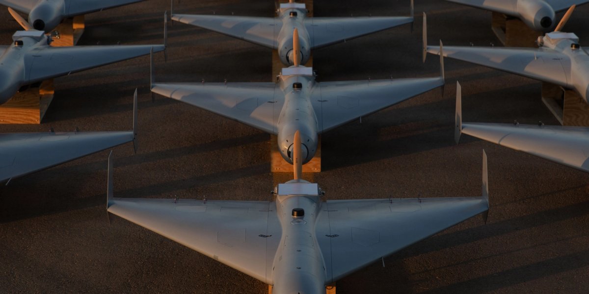 LUCAS drones arrayed in formation.