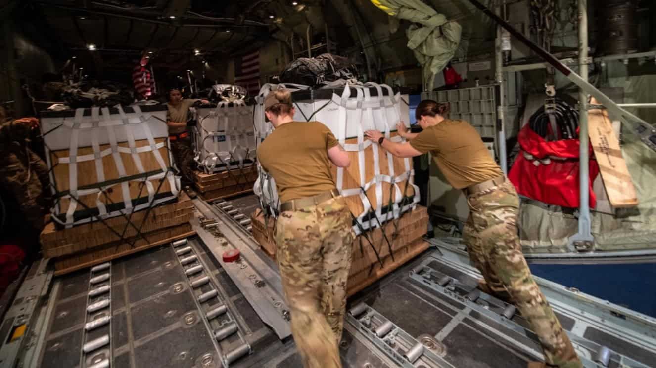 C 130 Cargo Plane Airdrops Thousands of Meals Into Gaza