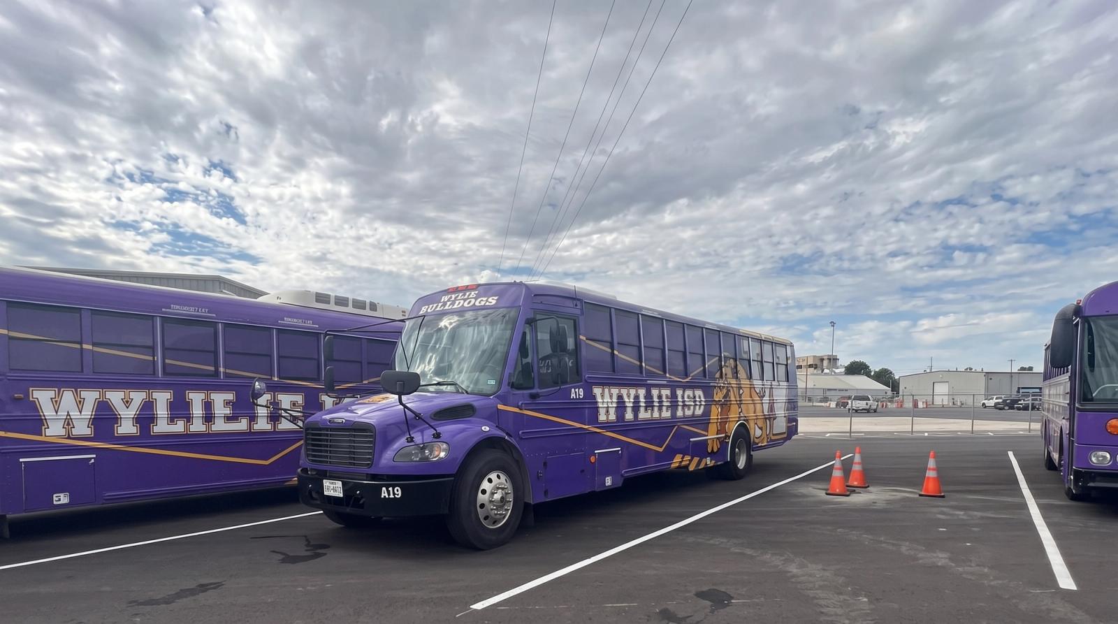 School bus in a parking lot.