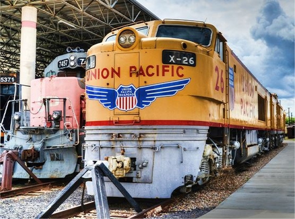 Vintage Railroad car on a track.