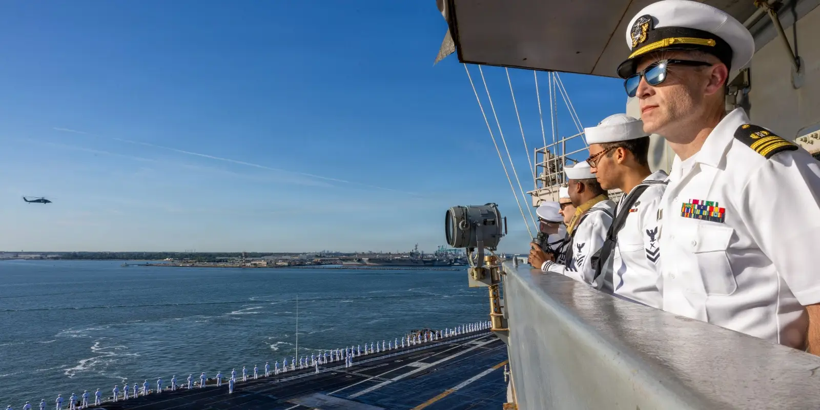 The USS Gerald R. Ford in the ocean.