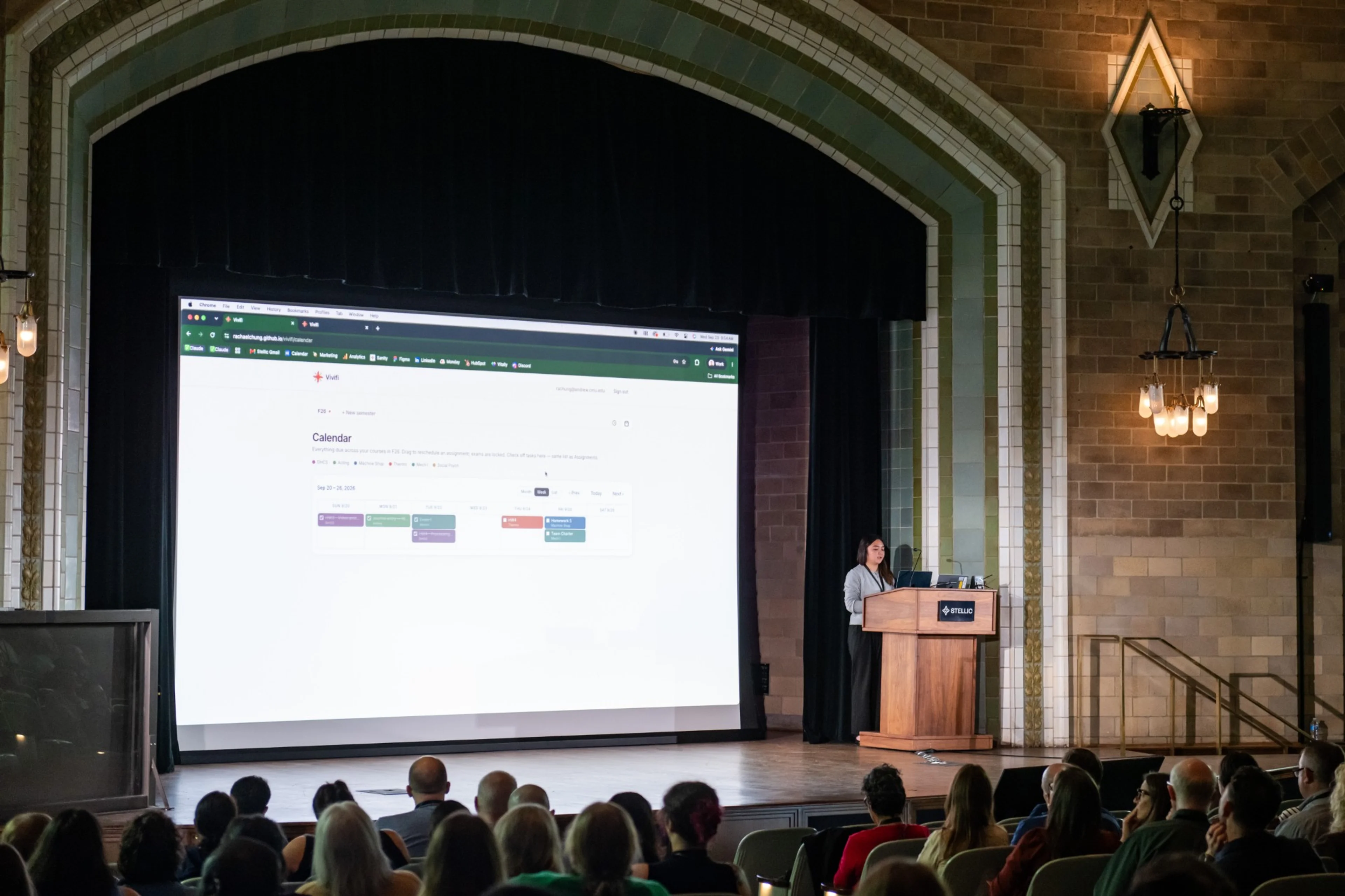 A Vivifi finalist presenting the app on the main stage at Stellic Summit