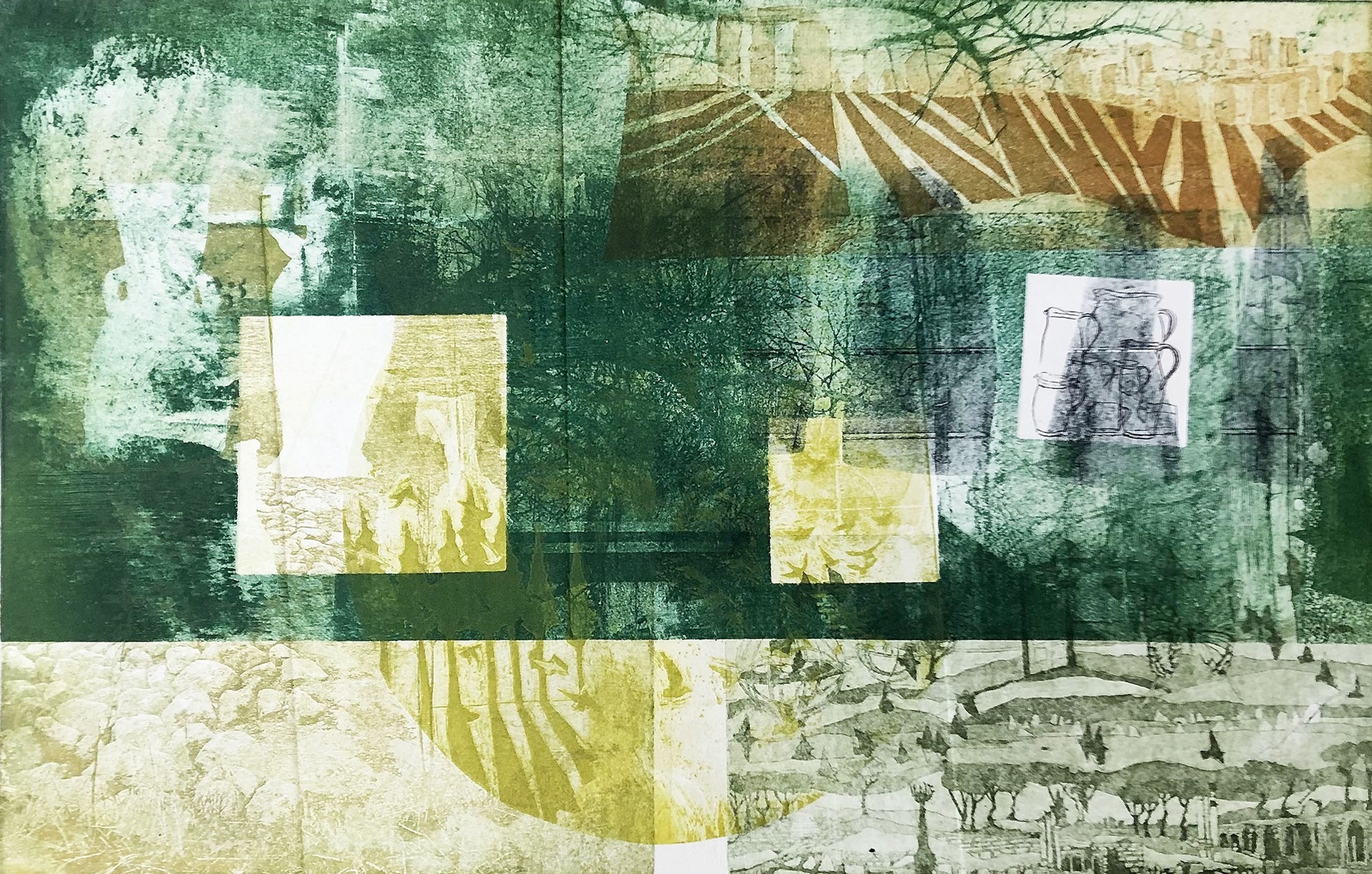 Georgie Fay, "Stamped on these lifeless things", multiplate etching (2024)