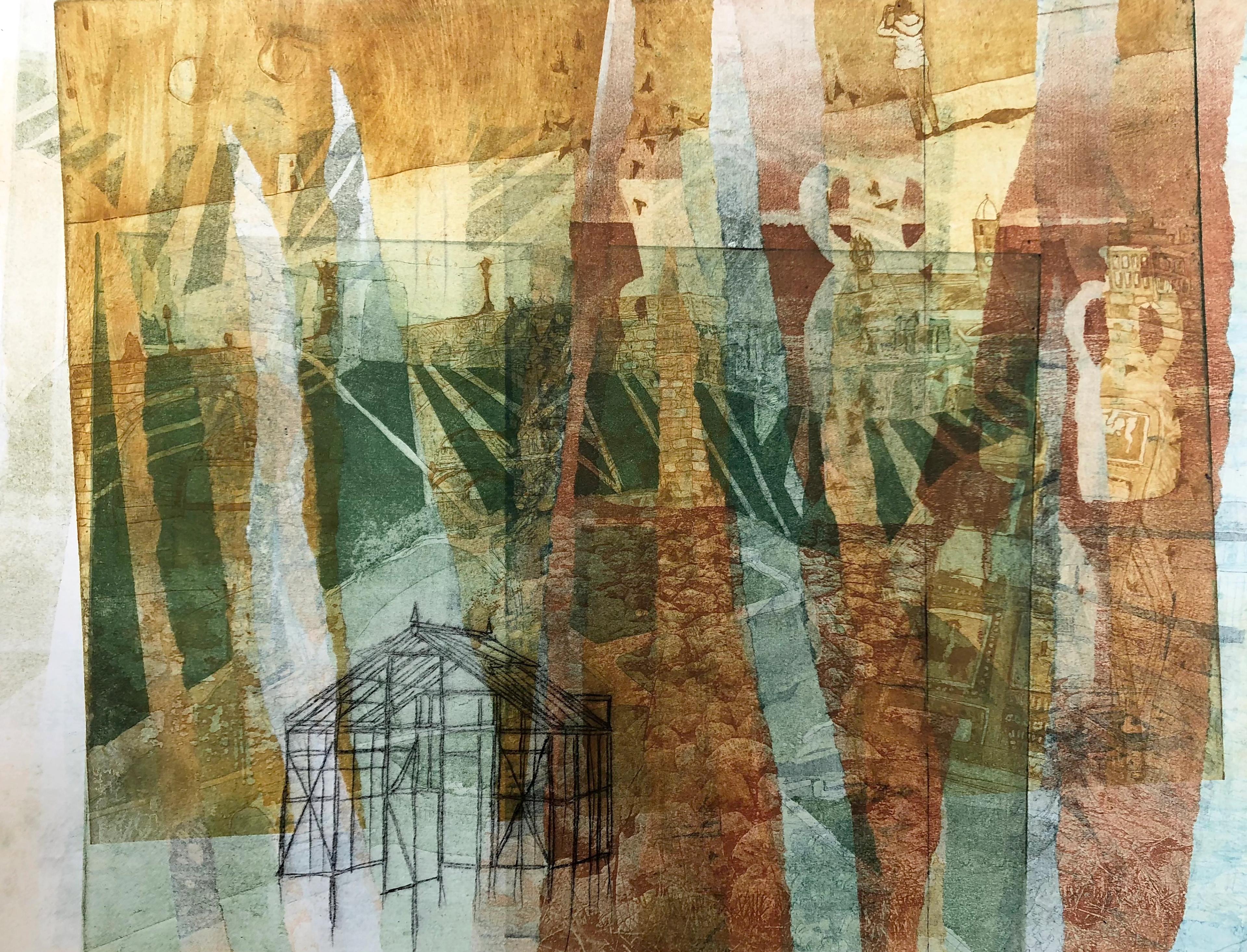 Georgie Fay, Layered Landscape, multiplate etching (2024)