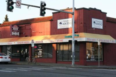 Exterior view of Tenzan Aikido dojo building on Aurora Avenue