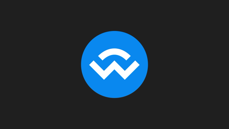 Blue circular button with WalletConnect Foundation logo with a black background