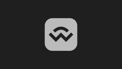 WalletConnect logo set in a greyscaled button with a black background