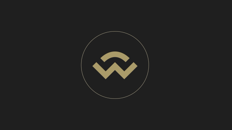 Gold WalletConnect logo in a golden circle with a black background
