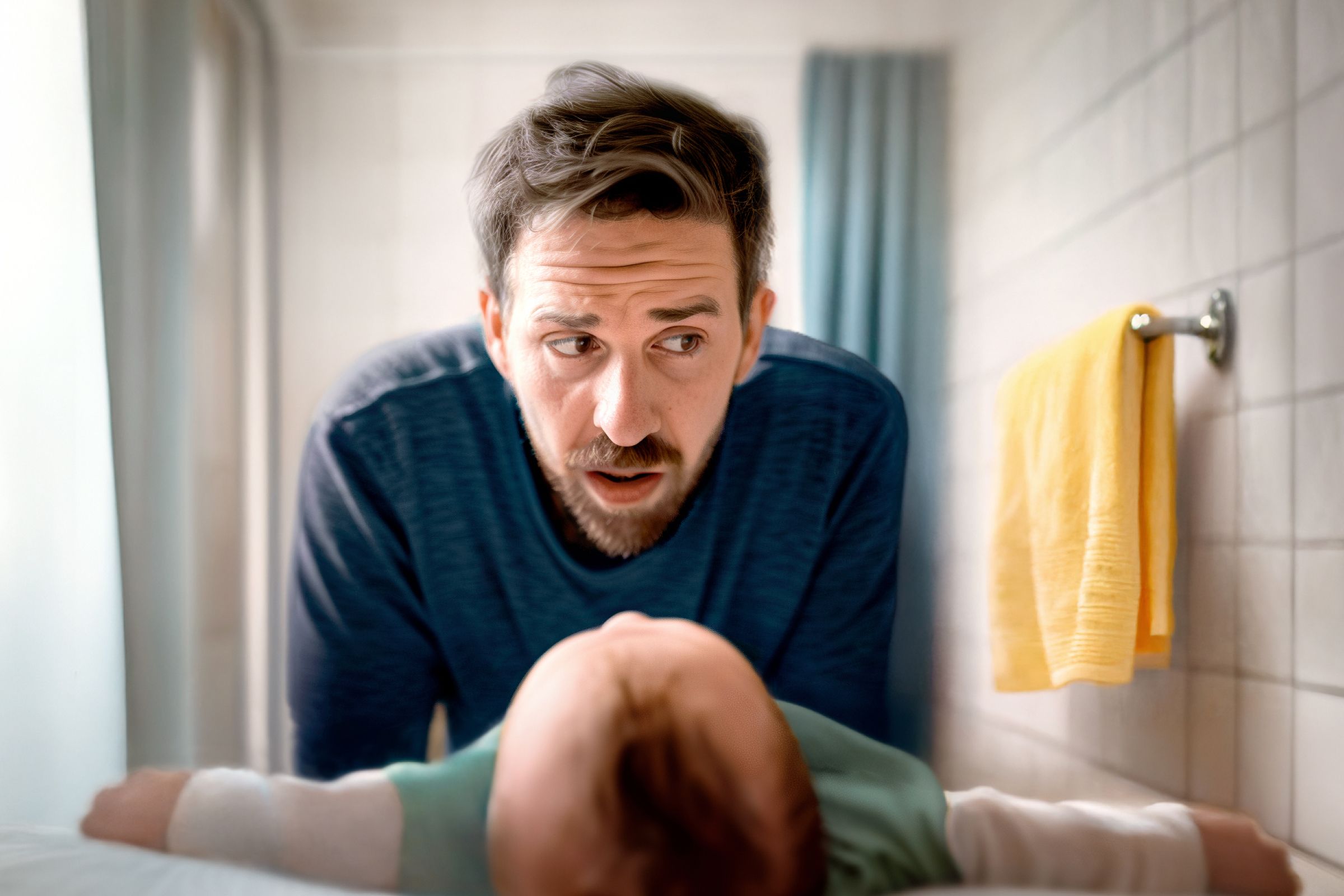 Förälder som utför blöjbyte på bebis