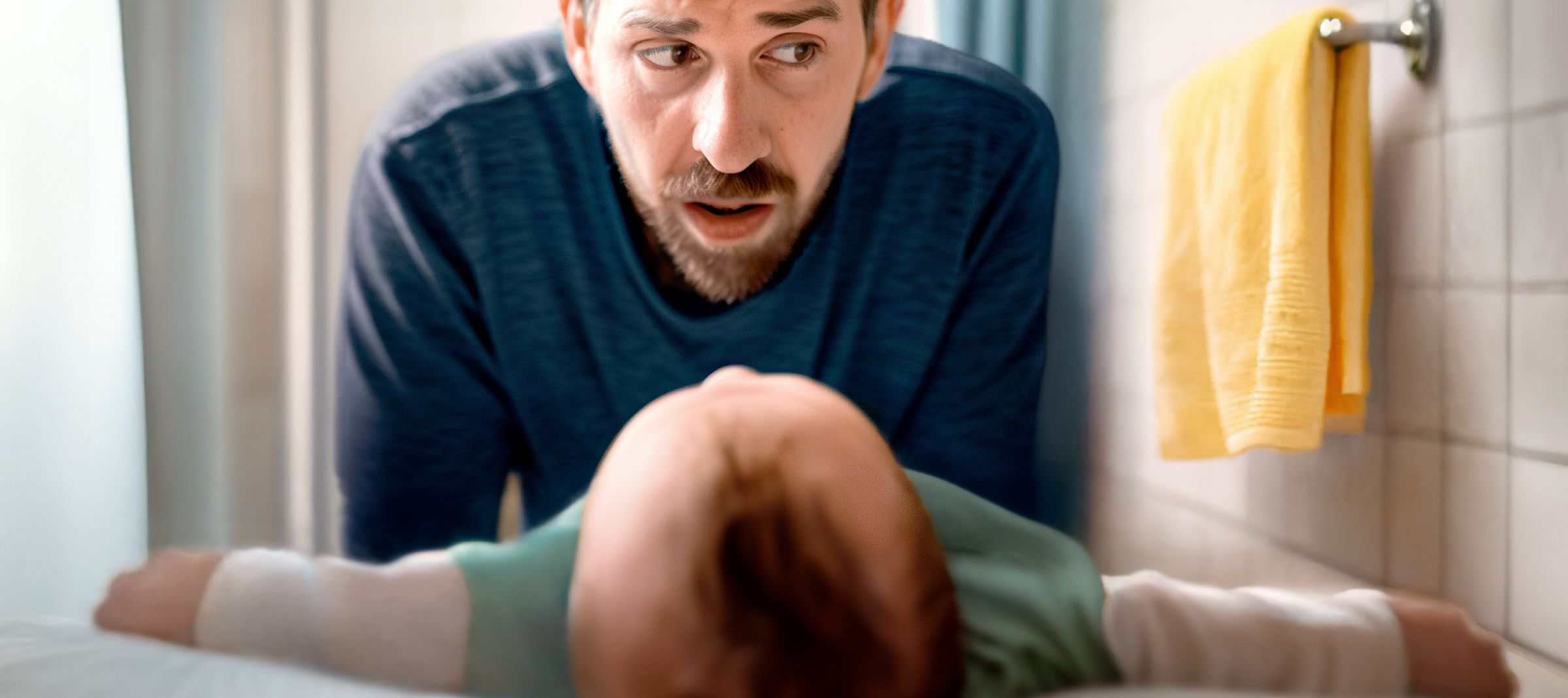 Förälder som utför blöjbyte på bebis