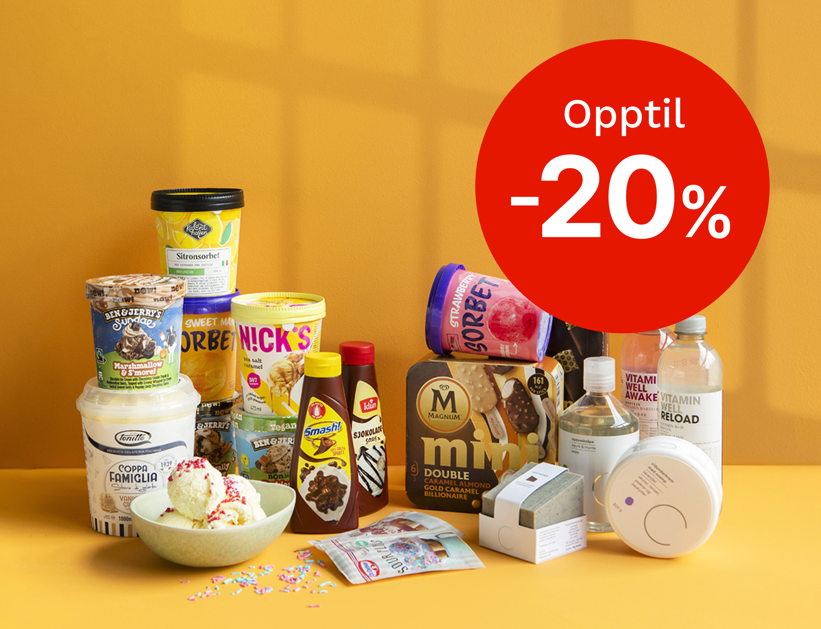 På bildet synes en Odaeske mot en gul bakgrunn, med påskeliljer