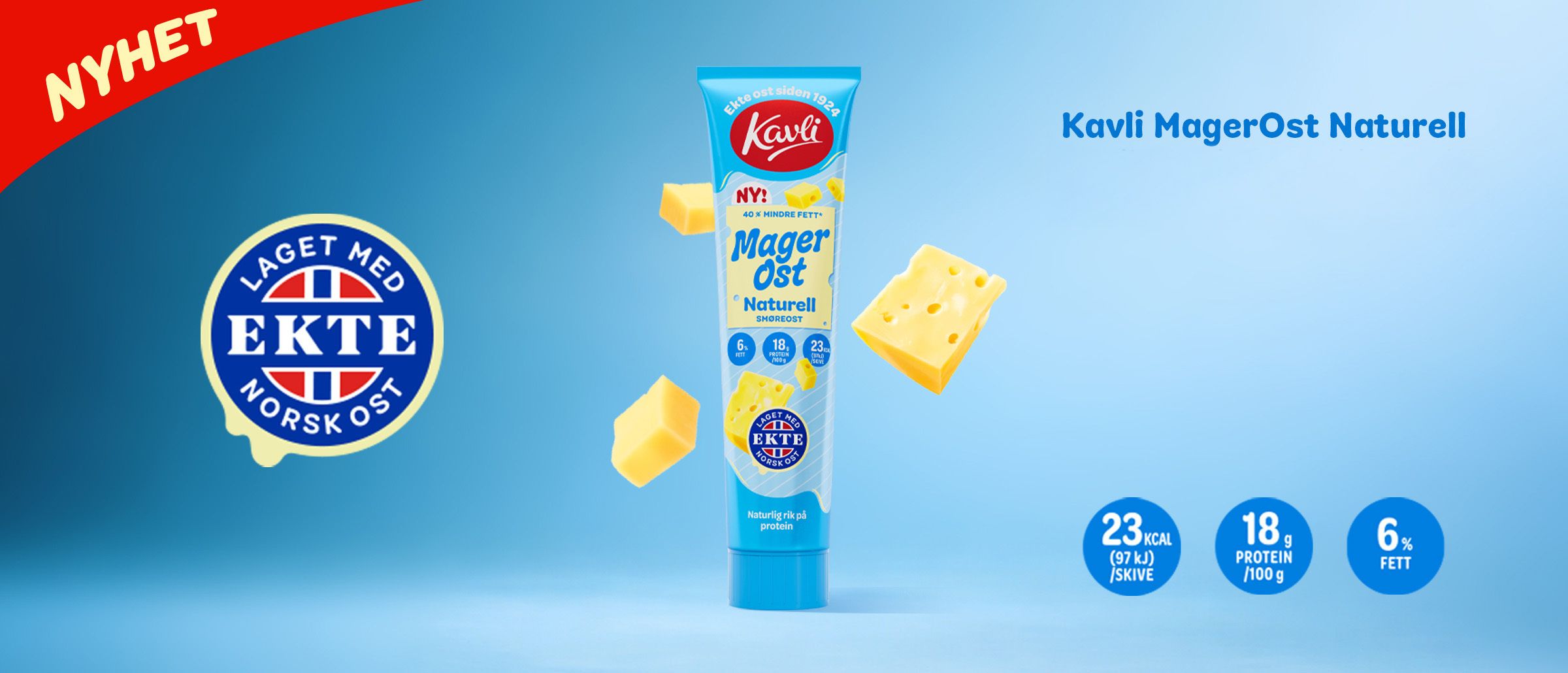 På bildet ser man en tube Kavli magerost