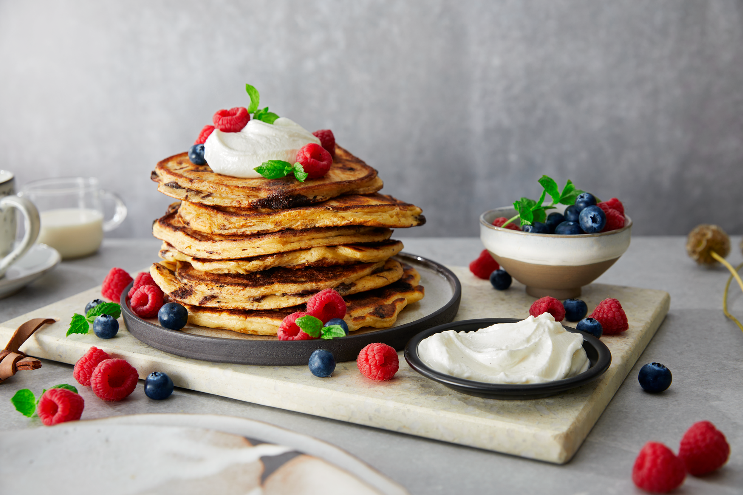 Bildet inneholder pannekaker laget med Tine kesam.