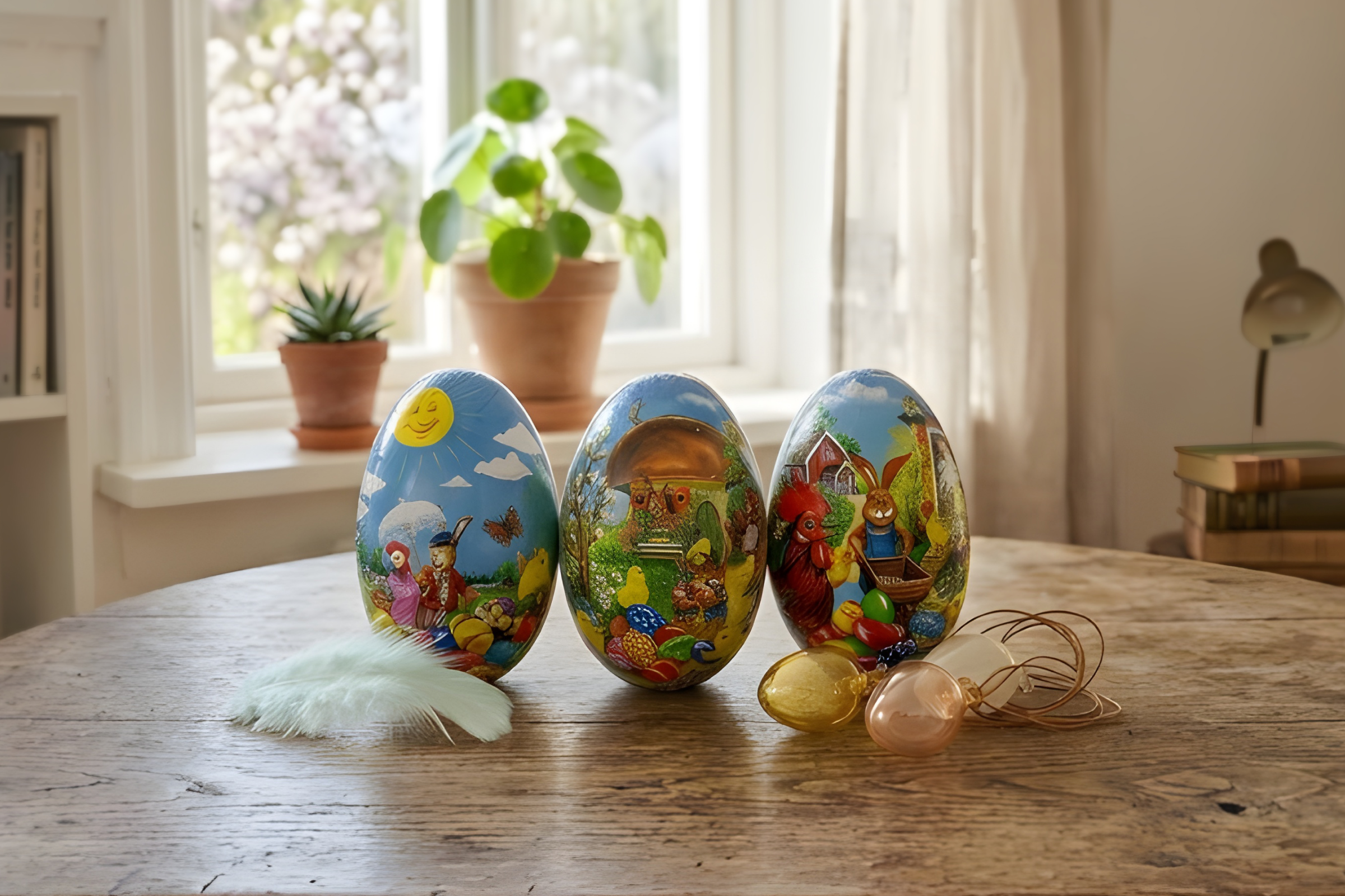 På bilden syns tre påskägg