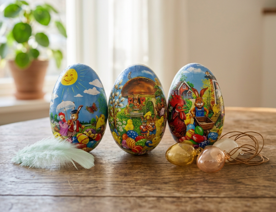 På bilden syns en skål med färgade ägg