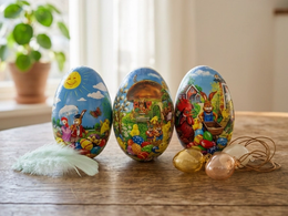 På bilden syns en skål med färgade ägg