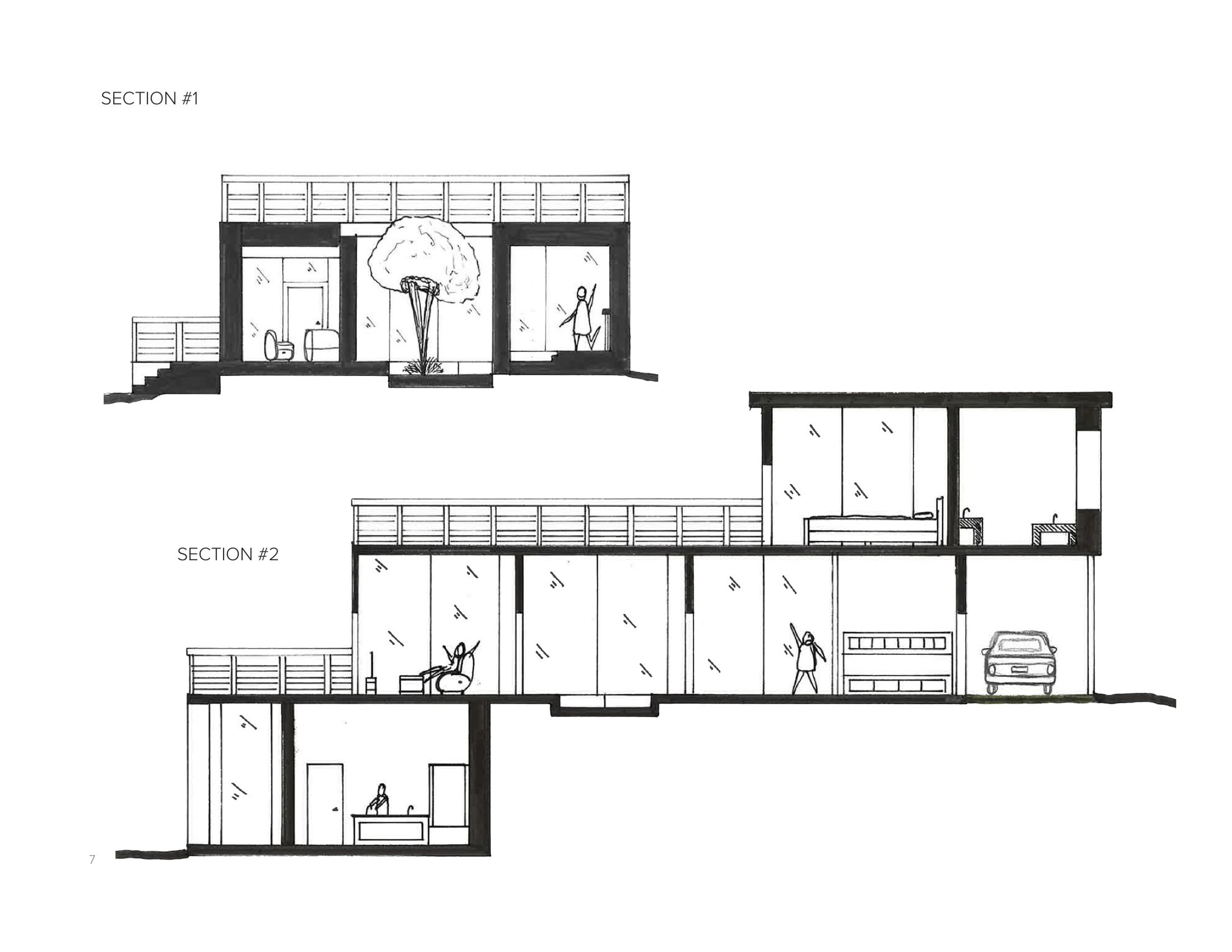 Fishbowl Section A and Section B showing vertical organization and building cross-cuts