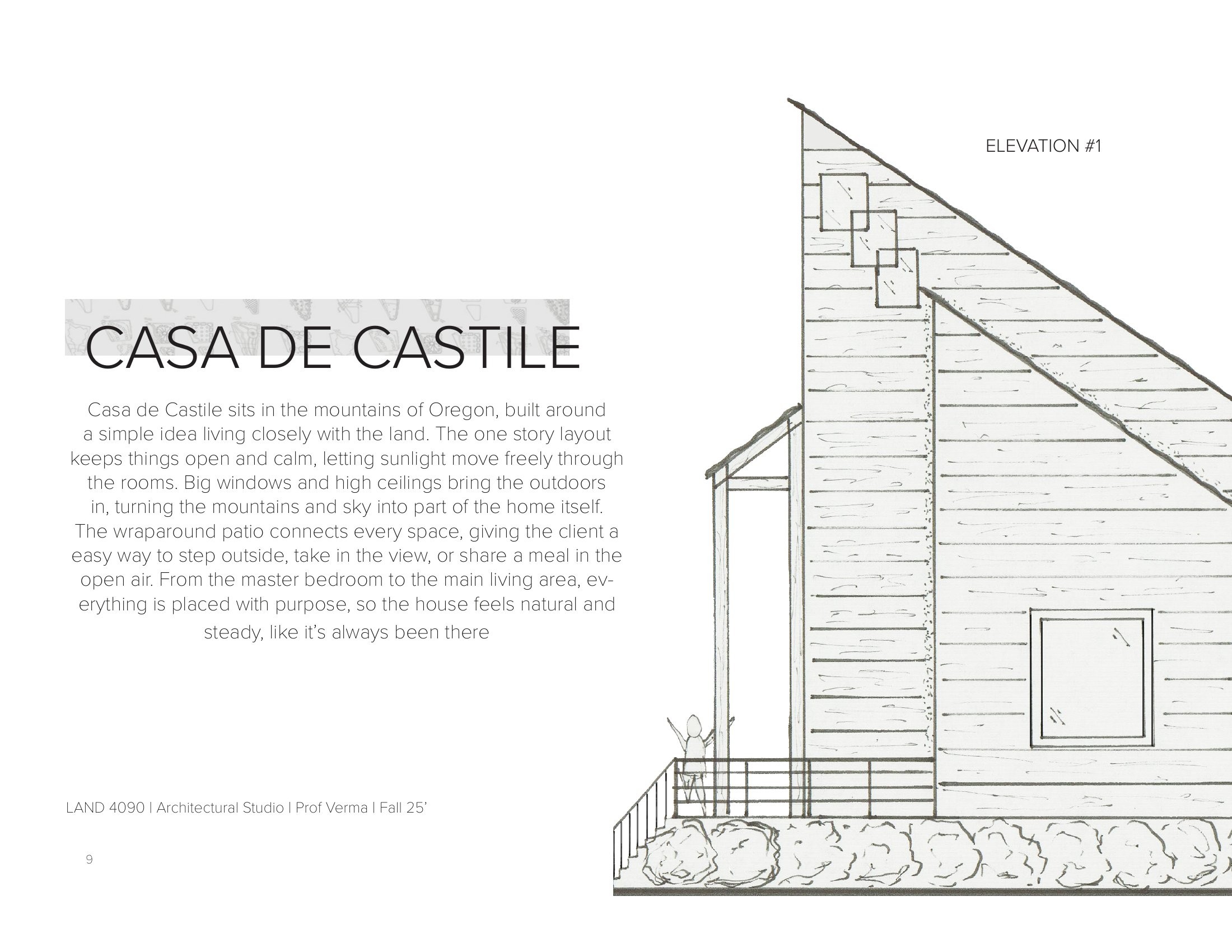 Casa de Castile architectural design title page with primary elevation