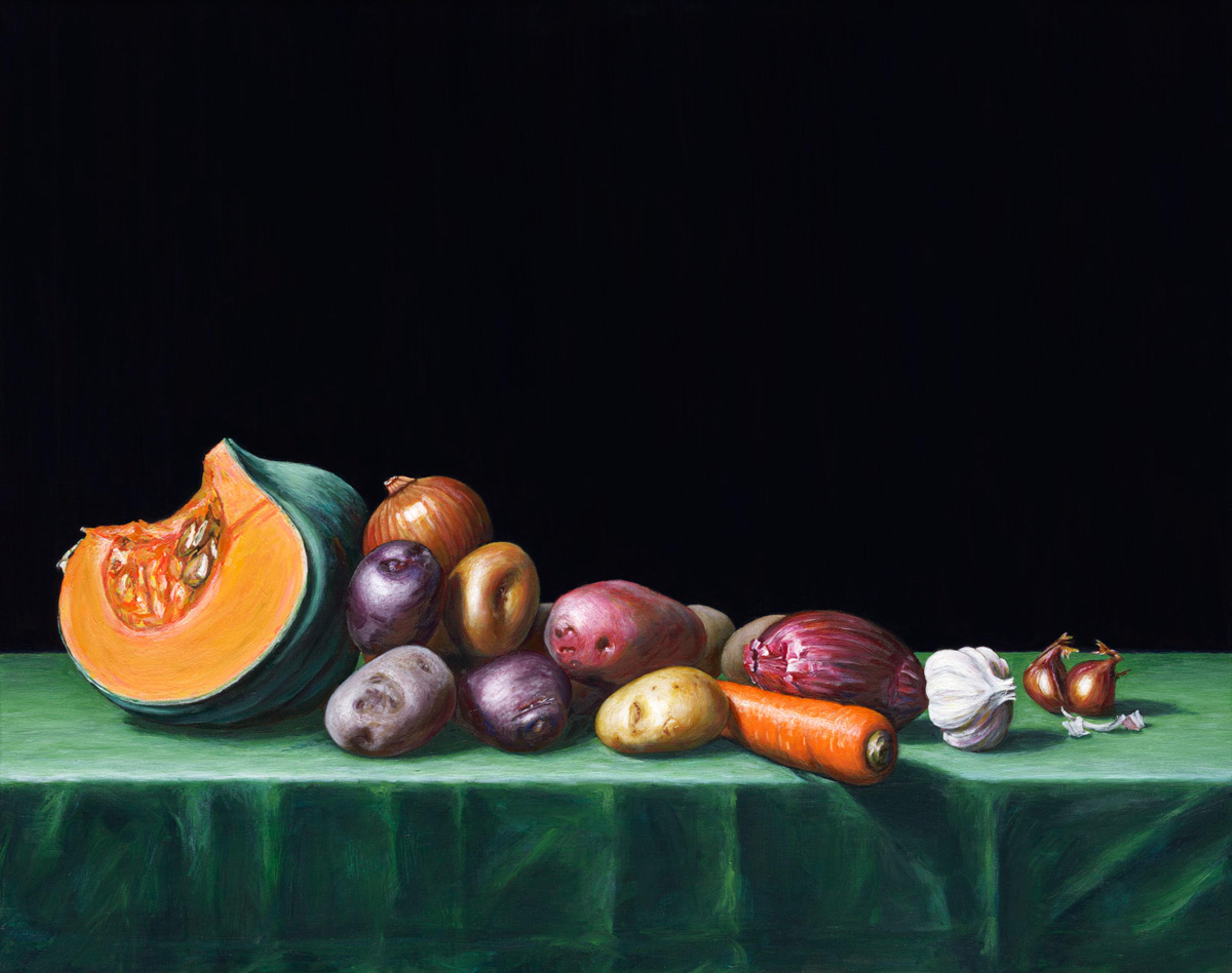 Photo of Still Life with Pumpkin, Potatoes, Onions, Carrot, Garlic and Shallots