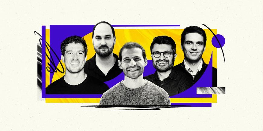 From left to right: Matt Calvano (Adaptive), Andres Santos (Comun), Dan Wertman (Noetica), Ali Hussain (Tabs), Gabriel Stengel (Rogo).