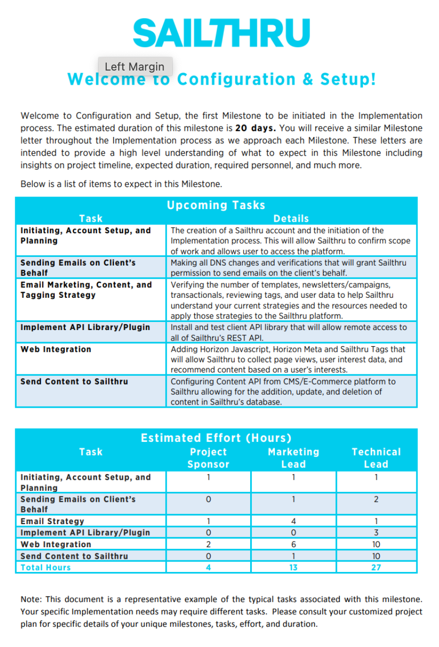 Sample Implementation “Milestone” Letter