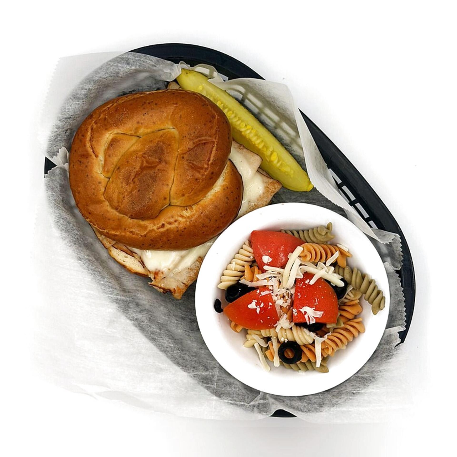 Ham & Swiss on Pretzel Roll at Andy's Pub