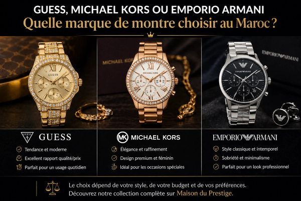 comparaison montres Guess Michael Kors Emporio Armani Maroc