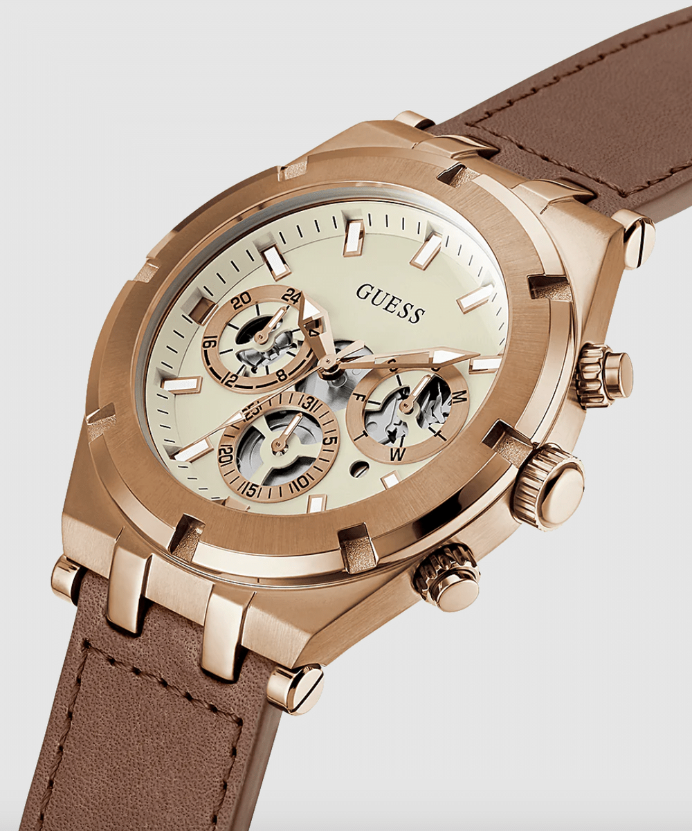 Guess Continental chocolate en cuir pour homme
